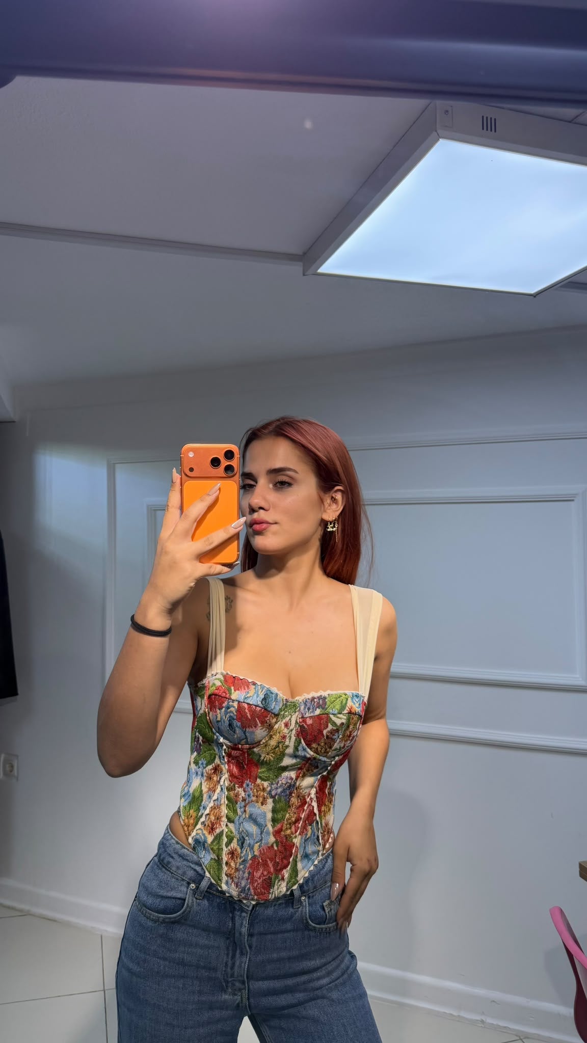 Çiçek Desen Arkadan Bağlamalı Büstiyer